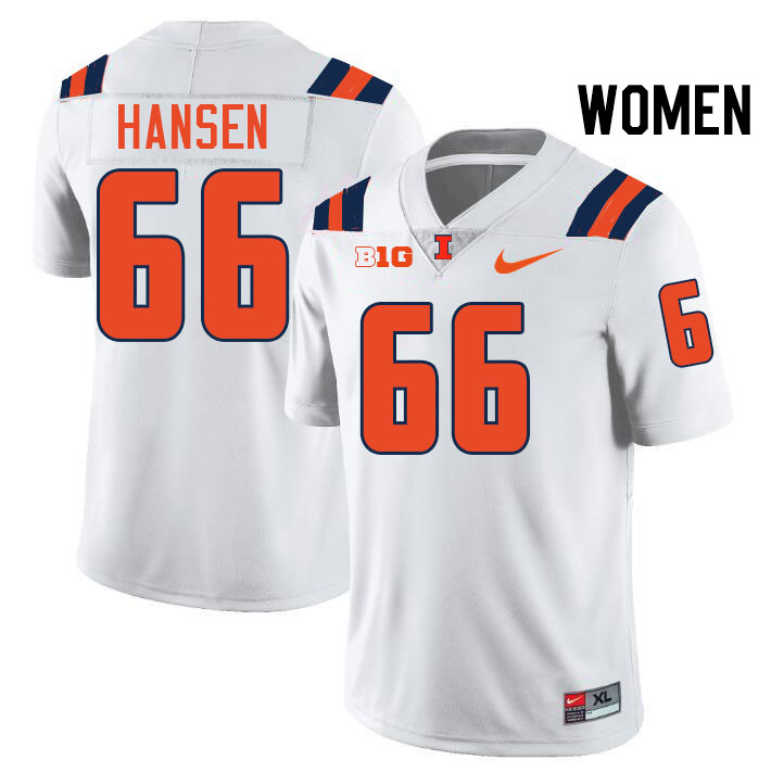 Women #66 Brandon Hansen Illinois Fighting Illini College Football Jerseys Stitched-White